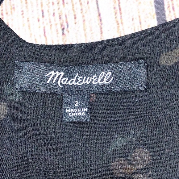 Madewell Black Button-Down V-neck Cami in Pressed Flowers Size 2 - Picture 2 of 12
